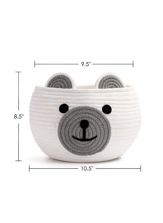 CherryNow Cute Bear Round Basket Cotton Rope Baskets In Living Room Woven Baby Shower Basket Bedroom Storage Bakset For Children Corner Plant Basket Indoor White 10.5"D X 8.5"H - Image 4