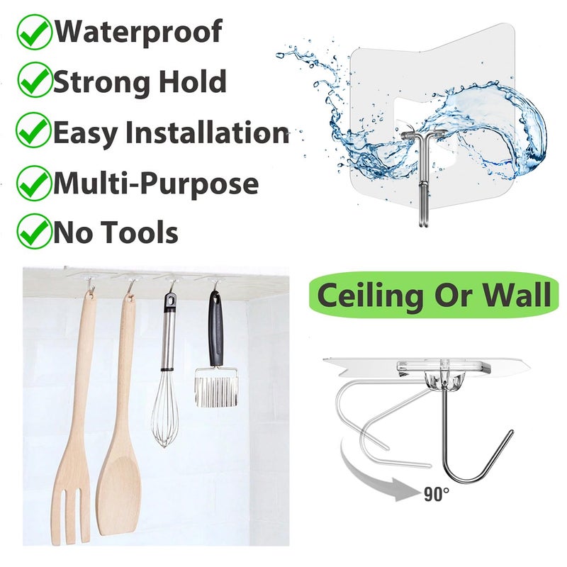 nabreeli Heavy Duty Adhesive Hooks 12 Pack - Holds 15 lbs, No Drill Stick Plastic Hook Hangers for Hanging Towel Shower Bathroom, Kitchen, Cabinet - Strong Wall Hanger for Ornaments, Apartment Bedroom - Image 4