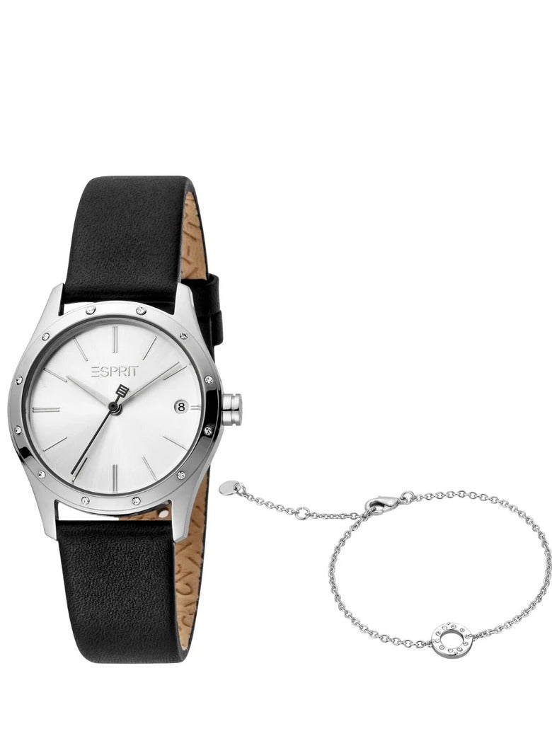 ESPRIT Watch for Women, Quartz Movement, Analog Display, Black Leather Strap-ES1L223L0015 - Image 1