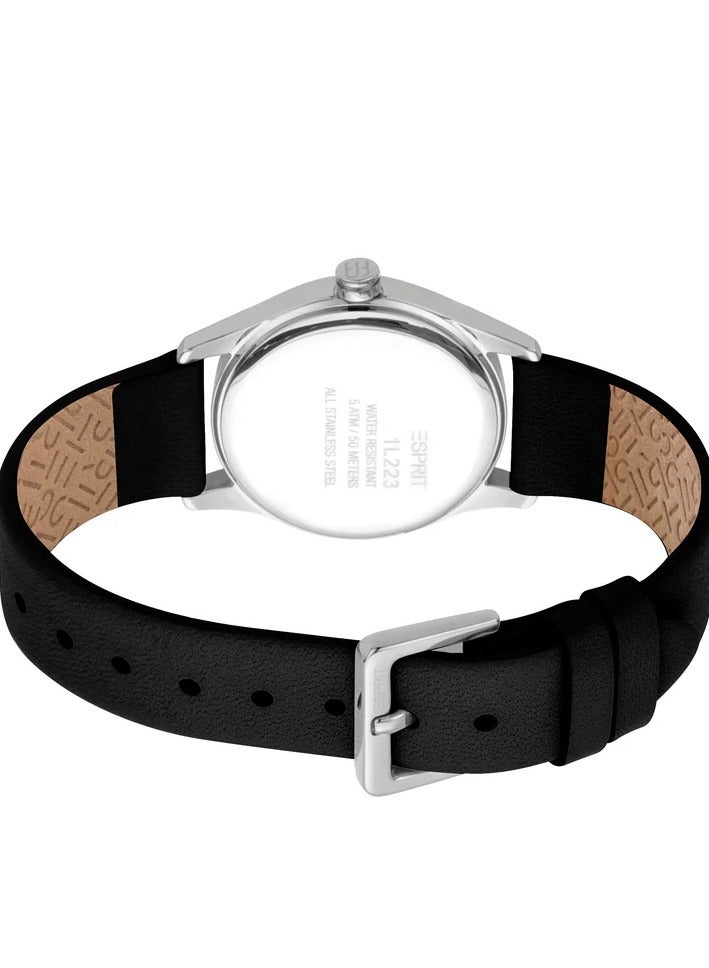 ESPRIT Watch for Women, Quartz Movement, Analog Display, Black Leather Strap-ES1L223L0015 - Image 2