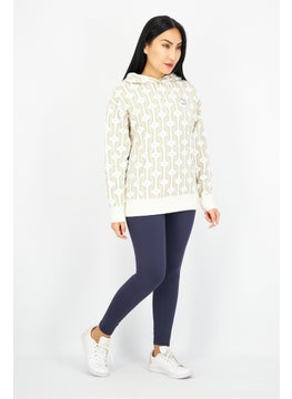PUMA Women Sportswear Fit Allover Print Sweater, Beige  - Image 4