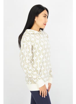 PUMA Women Sportswear Fit Allover Print Sweater, Beige  - Image 2