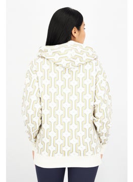 PUMA Women Sportswear Fit Allover Print Sweater, Beige  - Image 3