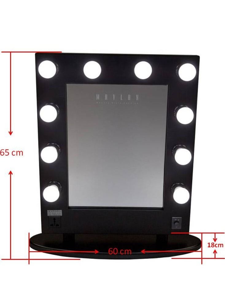 Rectangular Studio Lighted Make-up Stage Mirror Black