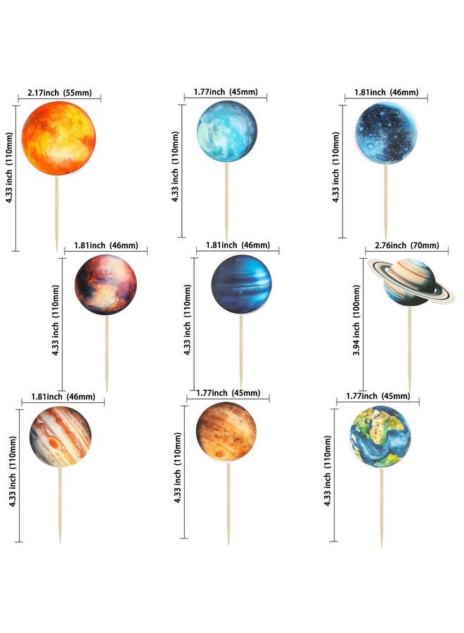 Ephlyn 36Pcs Outer Space Cupcake Toppers Planet Rocket Spaceship Trip to the Moon Star Cupcake Picks Solar System Galaxy Universe Planets Birthday Cupcake Decorations Party Supplies - Image 2