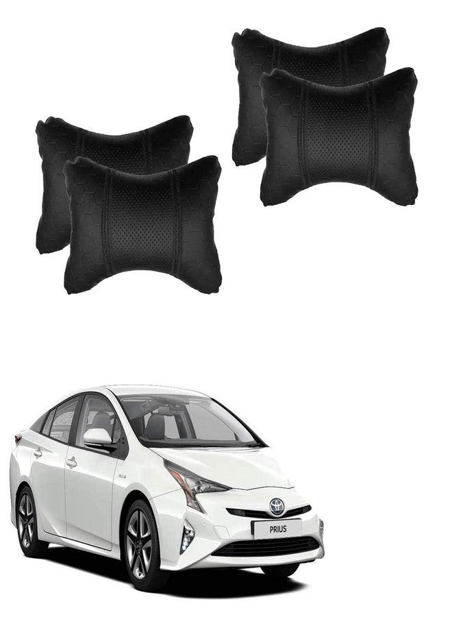 PulGos Black Universal Neck Rest Pillow Faux Leather Material in Football Design for All Cars (Pair of 2)_810 - Image 1