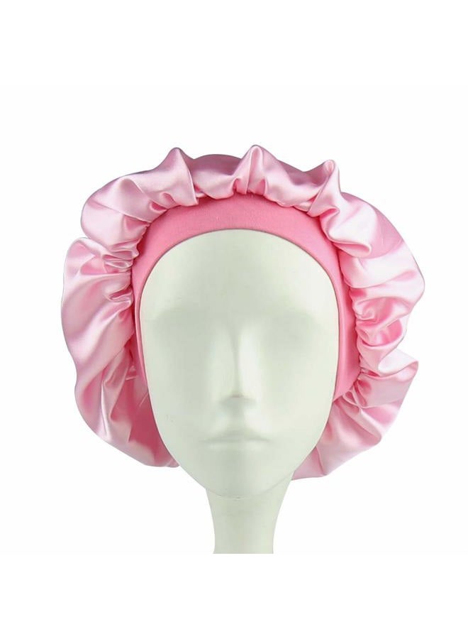 Alnorm Sleep Cap for Kids Satin Hair Scarf Girls Night Head Wrap Floral Silk Nightcap Light Pink - Image 3