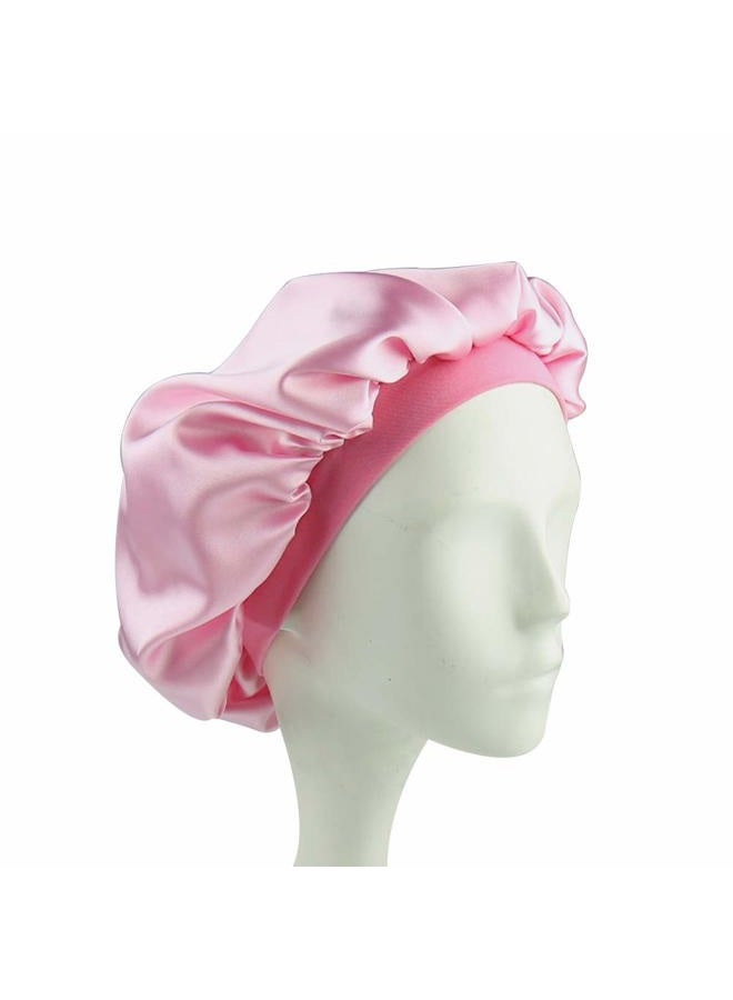 Alnorm Sleep Cap for Kids Satin Hair Scarf Girls Night Head Wrap Floral Silk Nightcap Light Pink - Image 5