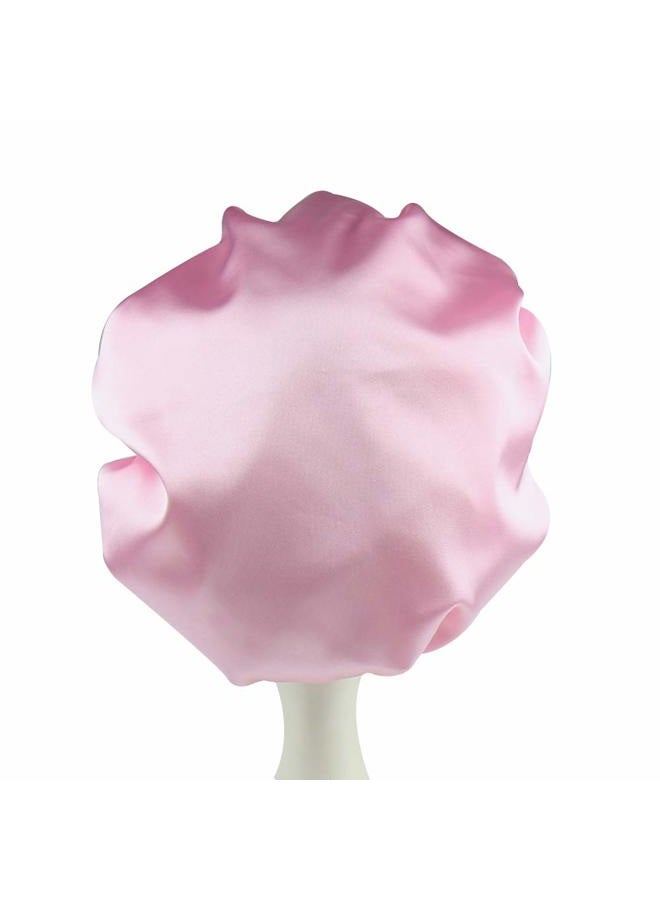 Alnorm Sleep Cap for Kids Satin Hair Scarf Girls Night Head Wrap Floral Silk Nightcap Light Pink - Image 4