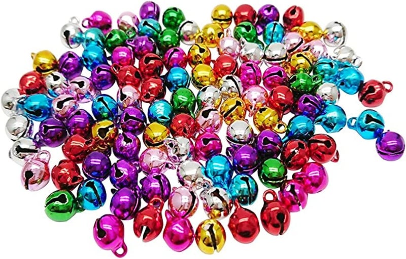 ChicAbode Mini Jingle Bells, 100Pcs 1/4in Colorful Craft Bells, DIY Jewelry Making Bracelet Anklets Necklace Charms, Stainless Steel - Image 1