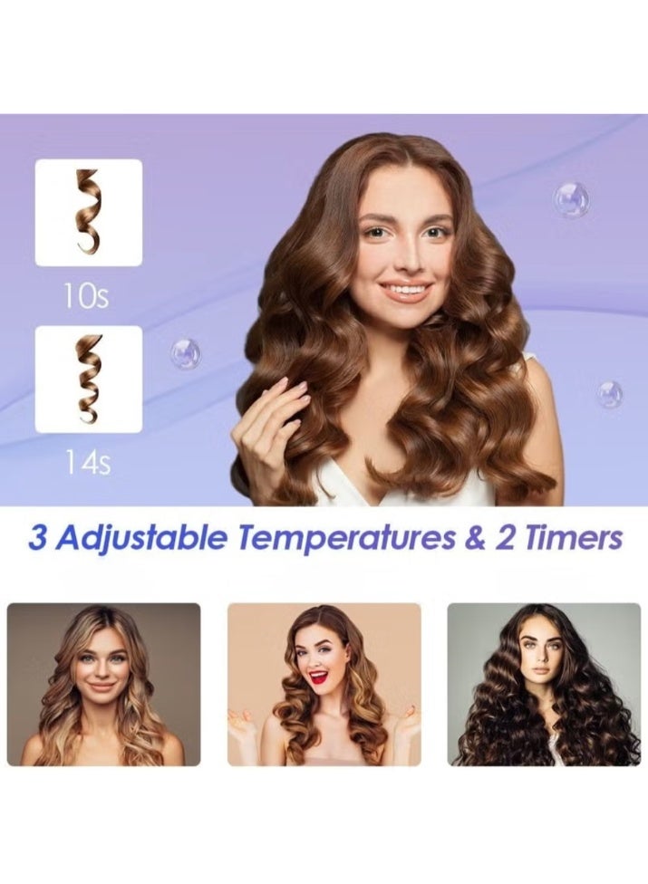 MULLINER Hair Curling Iron 32mm Easy-to-use Travel Automatic Curling Iron Fast Heating Small Auto Rotating Curing Wand for Curls Waves with 3 Adjustable Temperature ML-8013 - Image 4