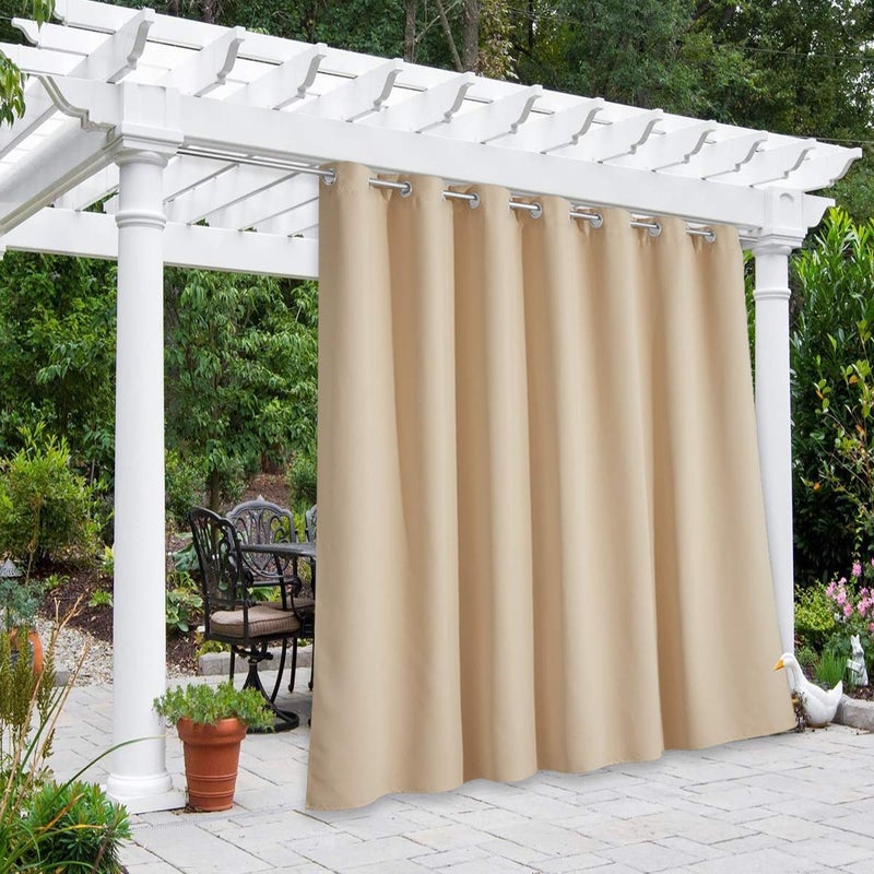 NICETOWN NICETOWN Outdoor Curtain for Patio Waterproof Rustproof Grommet Outdoor LivingRoom Divider Thermal Insulated Extra Wide and Long Drape for BalconyCabana Biscotti Beige 1 Panel W100 x L108