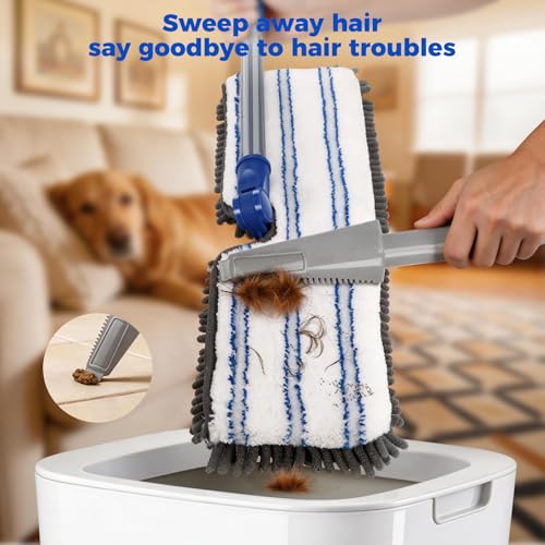Masthome Microfiber Mops for Floor Cleaning,Dust Mop with 4 Reusable Pads,Flat Flip Mops for Wet & Dry Use,Professional Microfiber Mop for Hardwood, Laminate,Tile Floor Cleaning-1 Scraper - Image 5
