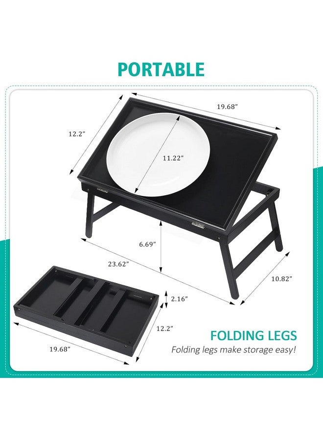 Artmeer Lap Desks Bed Table Laptop Breakfast Tray with Folding Legs Kitchen Serving Tray for Notebook Computer Bed Platters TV Table Desk Snack Tray (Black)  - Image 2