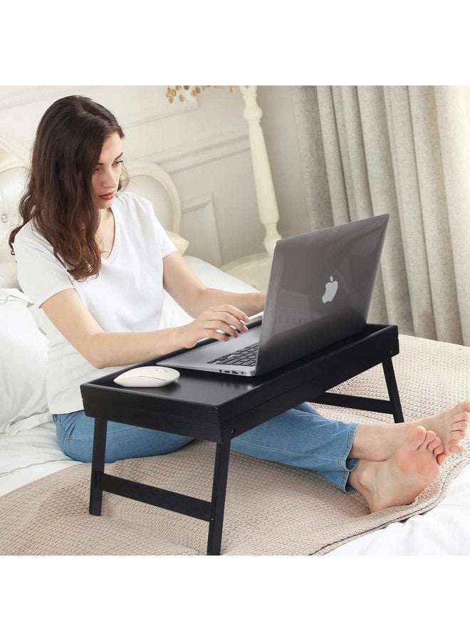 Artmeer Lap Desks Bed Table Laptop Breakfast Tray with Folding Legs Kitchen Serving Tray for Notebook Computer Bed Platters TV Table Desk Snack Tray (Black)  - Image 3