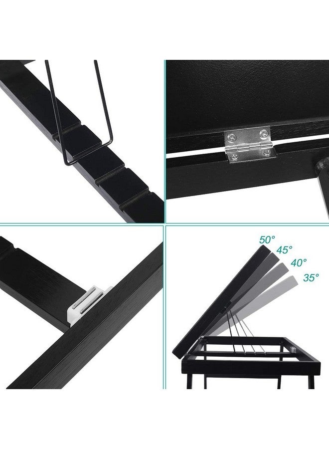 Artmeer Lap Desks Bed Table Laptop Breakfast Tray with Folding Legs Kitchen Serving Tray for Notebook Computer Bed Platters TV Table Desk Snack Tray (Black)  - Image 5