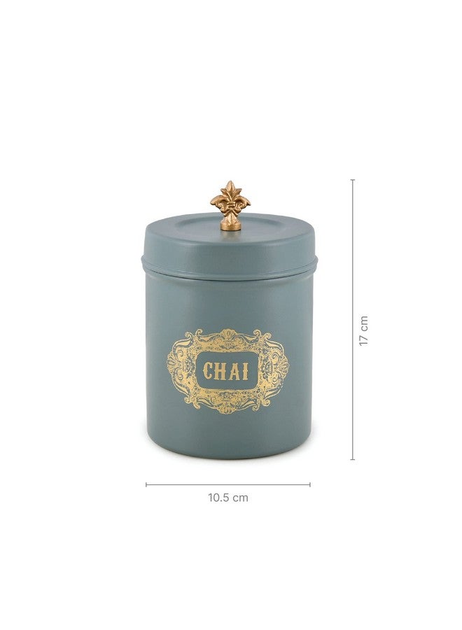 Elan Stainless Steel Round Chai Cheeni Canisters(Set of 2, 500 ml) (Moss Green) - Image 2