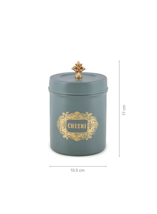 Elan Stainless Steel Round Chai Cheeni Canisters(Set of 2, 500 ml) (Moss Green) - Image 3