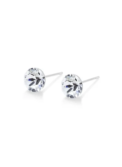 Seona Seona Aurora Austrian Crystal 6mm Stud Earrings for Women Hypoallergenic, Stainless Steel Stud Crystal Earrings, Comfortable for Sensitive Ears Premium Materials Tarnish-Free Earings, Small Stud Earrings - Clear
