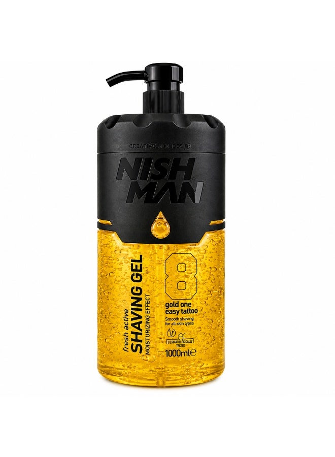 NISHMAN professional Shaving Gel No.8 Gold One Easy Tattoo – 1000ml - Image 1