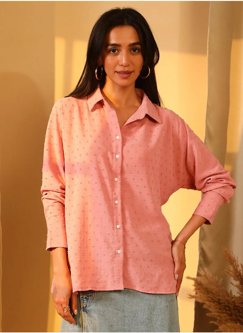 PINACOLADA Women's Blush Pink Minimal Fluff Shirt
