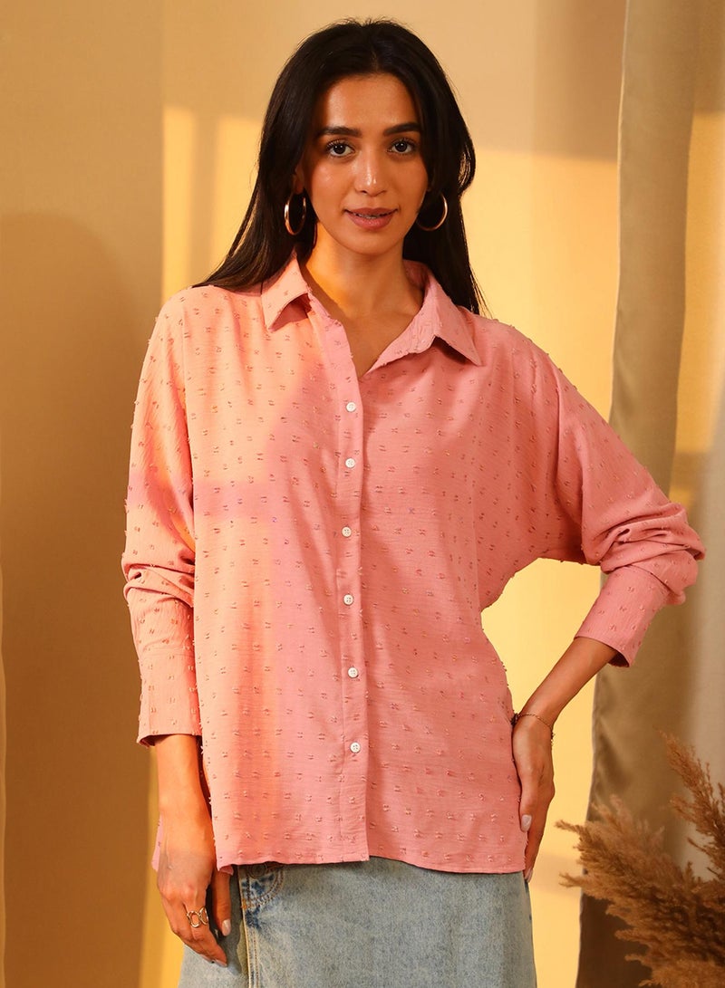 PINACOLADA Women's Blush Pink Minimal Fluff Shirt  - Image 2