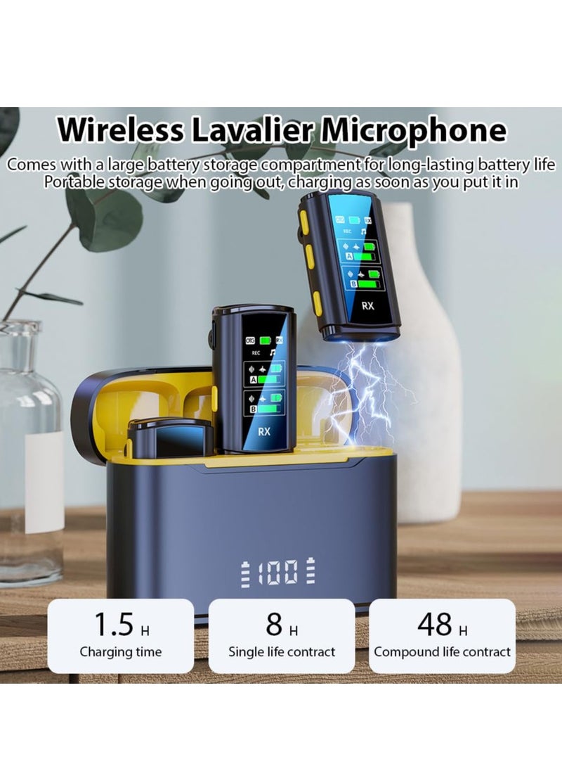 Excefore - Wireless Lavalier Microphone, Dual Clip-on Lapel Mic with Digital Display Charging Case, Plug-and-Play Mini Wireless Microphones with Noise Reduction for Video Recording, Live Streaming, YouTube - Image 1