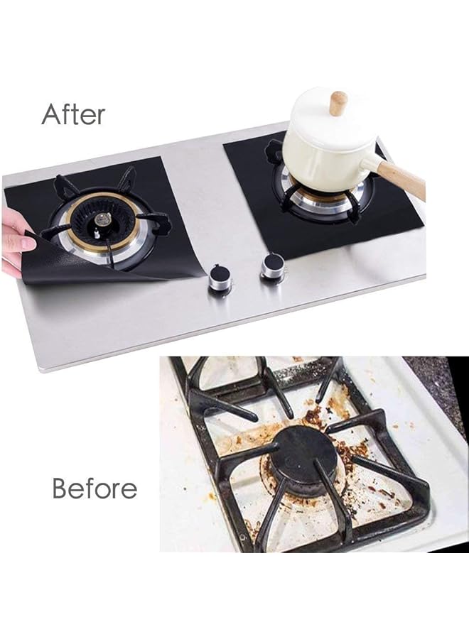 erorex Stove Burner Covers 2 Pack Double Thickness Reusable Non Stick Heat Resistant Gas Range Protectors Cuttable Stove Top Burner Liners For Kitchen And Easy To Clean Black - Image 3