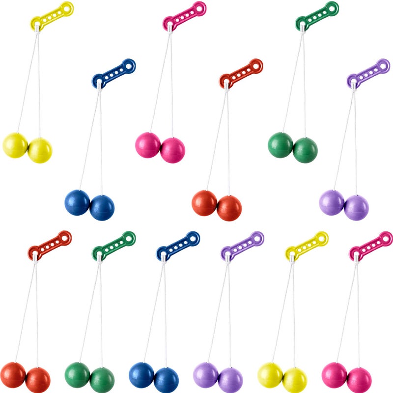 Drayear 12 Pcs Clackers Balls on a String Novelty Swinging Click Clacks Balls for Kids Adults Sensory Toy Vintage Birthday Party Favors 6 Colors - Image 3