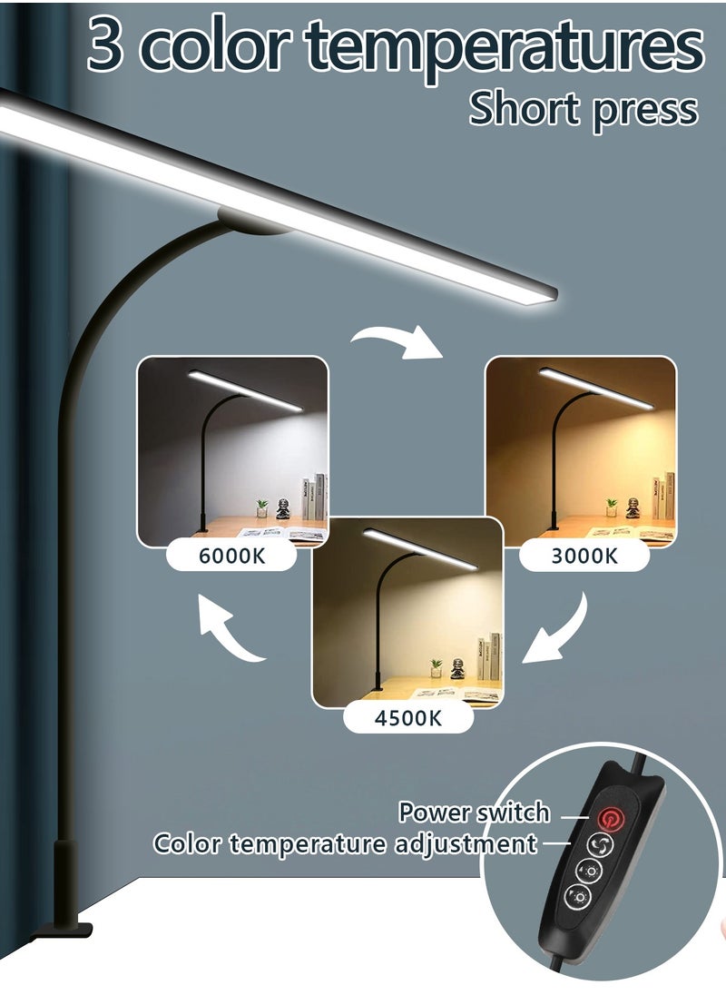 LOOPITYS - LED Desk Lamp for Office Home - Eye-Caring Architect Task Lamp 30 Lighting Modes Adjustable Flexible Gooseneck Clamp Light for Workbench Drafting Reading Study，English instruction manual,40cm - Image 1