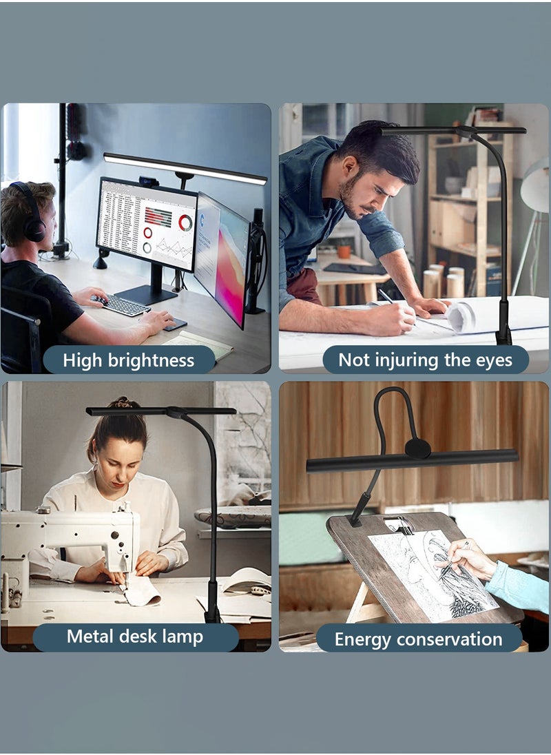 LOOPITYS - LED Desk Lamp for Office Home - Eye-Caring Architect Task Lamp 30 Lighting Modes Adjustable Flexible Gooseneck Clamp Light for Workbench Drafting Reading Study，English instruction manual,40cm - Image 1