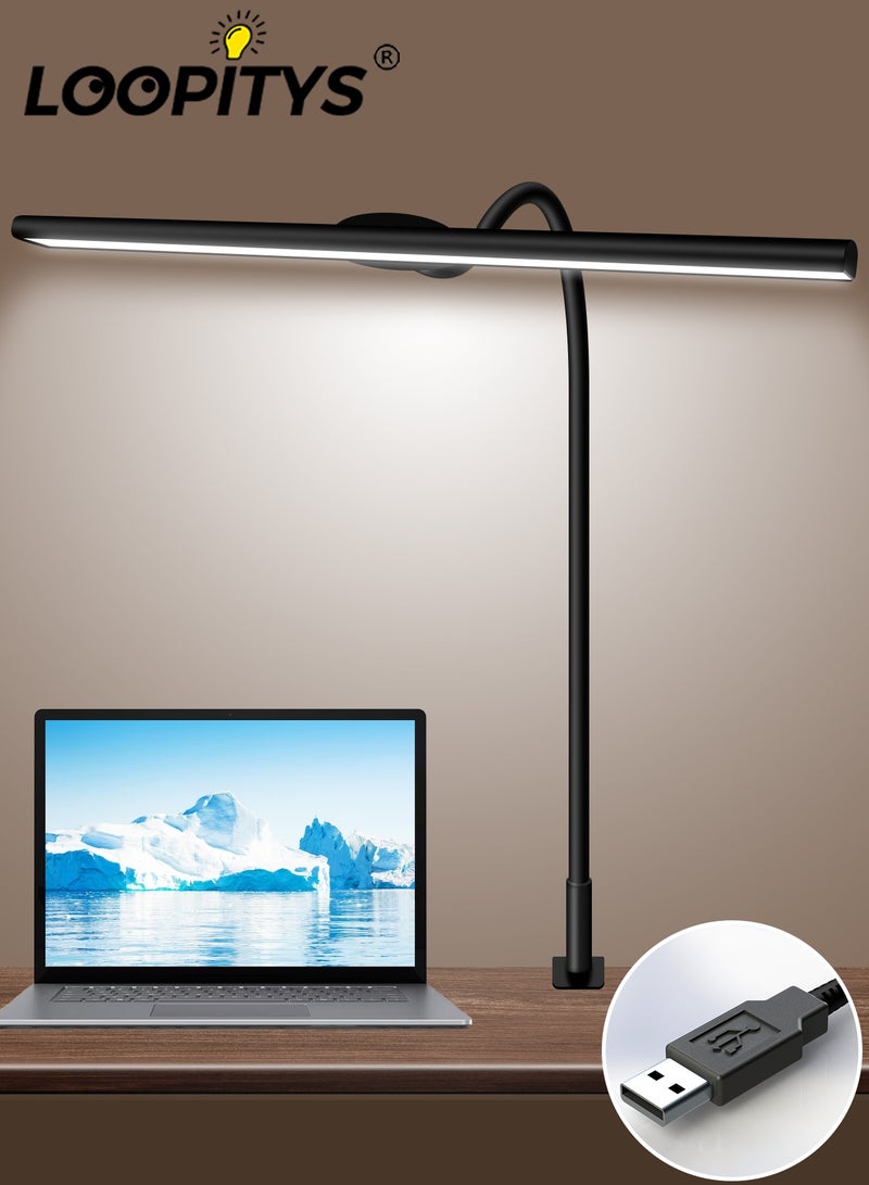 لوبيتيز مصباح مكتب LED USB يعمل بالطاقة للعناية بالعين بذراع متارجح بمشبك مرن على شكل عنق الاوزة، مصباح معماري بـ3 اوضاع ملونة، مصباح مكتب للقراءة والعمل والدراسة، موفر للطاقة - Image 1