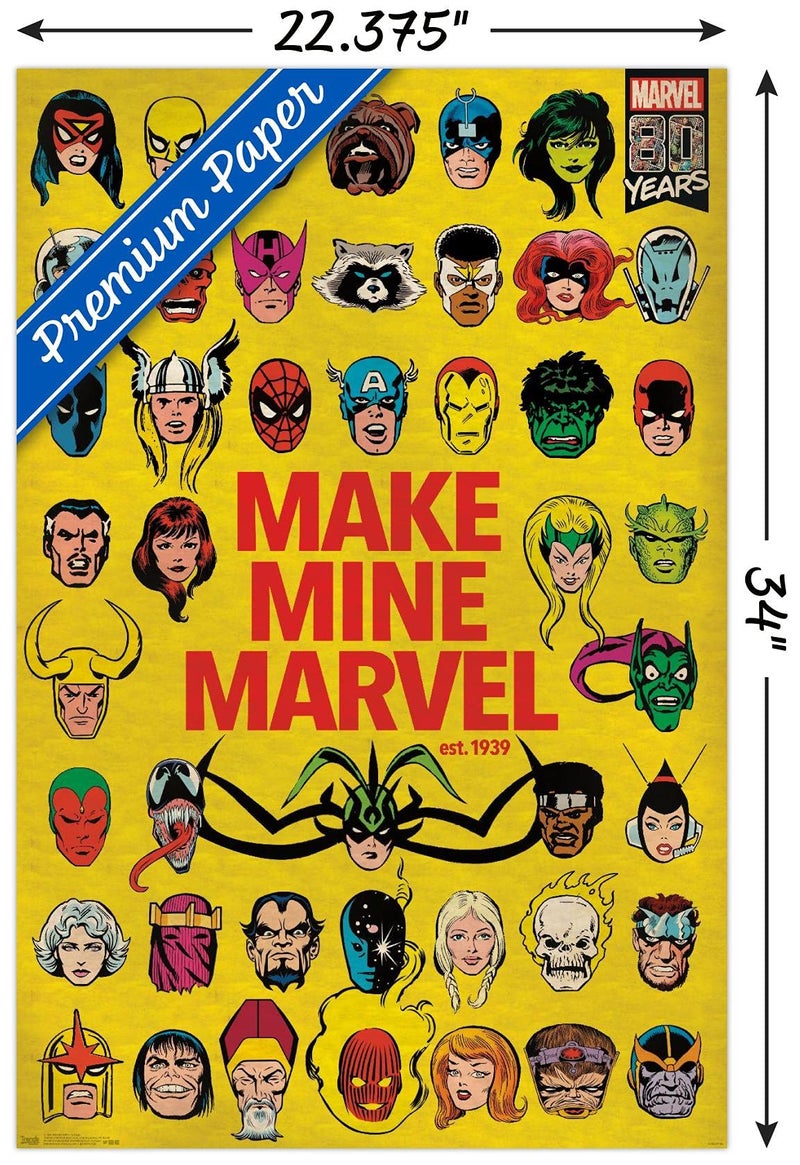 Trends International Marvel Comics - Marvel 80th Anniversary - Group Wall Poster, 22.375" x 34", Premium Unframed Version - Image 3