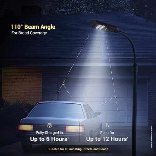 Dylect® Luxe Solar Street Light –200W with 110° Wide Beam Angle for Garden, Home, Parking &Pathway| 12Hr Runtime with Microwave Motion Sensor &Remote Control| 6000K Cool White, PC Built (DTAIOSSL200W) - Image 5