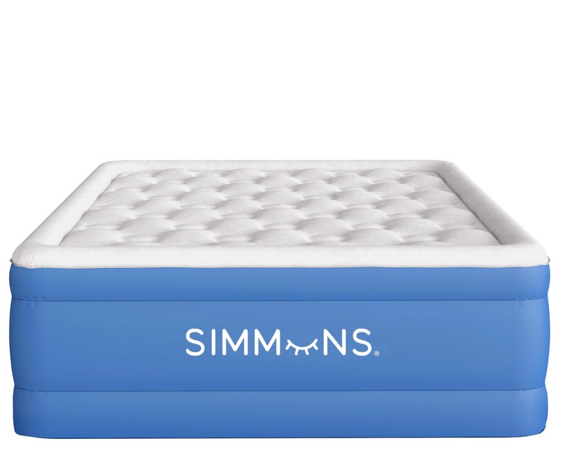 Simmons Rest Aire Mattress Air Bed with Side Built-in Pump and Soft Velveteen Topper, 17" Queen - Image 1