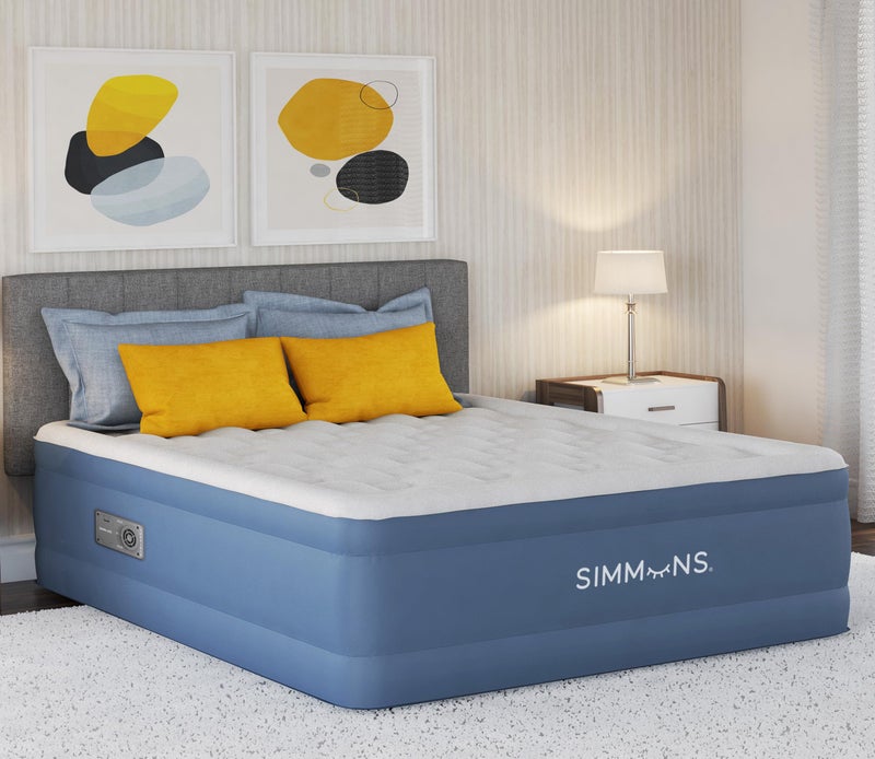 Simmons Rest Aire Mattress Air Bed with Side Built-in Pump and Soft Velveteen Topper, 17" Queen - Image 2
