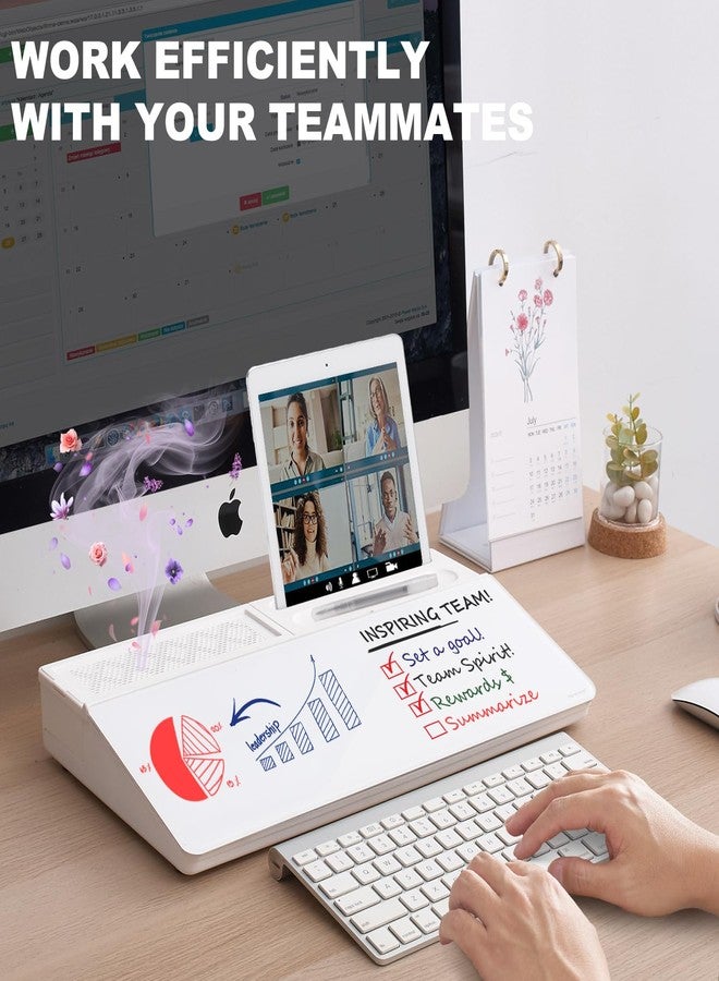 TSJ OFFICE Small Glass Desktop Whiteboard Dry-Erase-Board - Computer Keyboard Stand White Board Surface Pad with Aromatherapy, Desk Organizers with Accessories for Office, Home, School Supplies - Image 2
