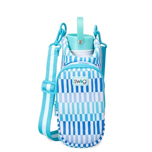 Swig Life Water Bottle Sling Bag Water Bottle Holder with Adjustable Strap Bottles Carrier Bag with Zippered Phone Pocket Holds 36oz Bottles Bottle Accessories Glacier Stripe - Image 1