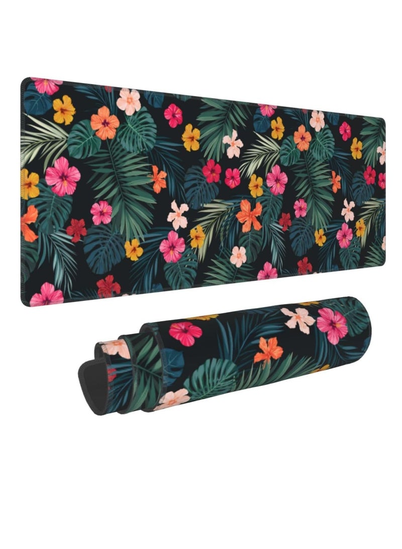 Tropical Palm Leaves & Flowers Gaming Mouse Pad – Anti Slip Rubber - Speed Edition | 700 X 300 x 2 mm