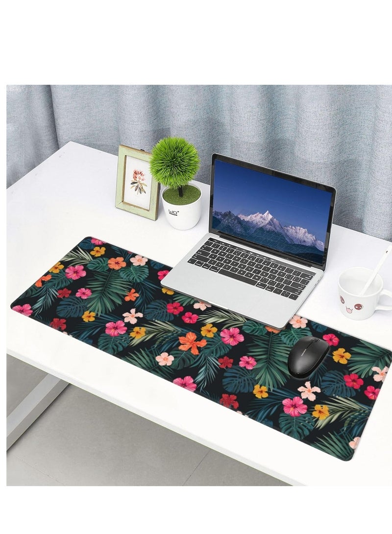 Tropical Palm Leaves & Flowers Gaming Mouse Pad – Anti Slip Rubber - Speed Edition | 700 X 300 x 2 mm