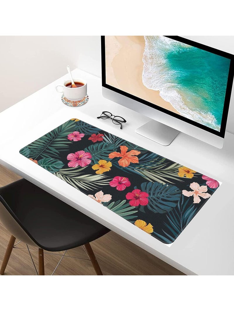Tropical Palm Leaves & Flowers Gaming Mouse Pad – Anti Slip Rubber - Speed Edition | 700 X 300 x 2 mm