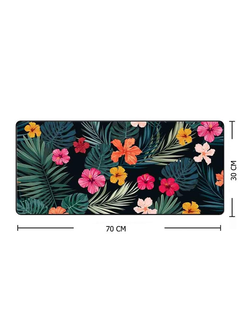 Tropical Palm Leaves & Flowers Gaming Mouse Pad – Anti Slip Rubber - Speed Edition | 700 X 300 x 2 mm
