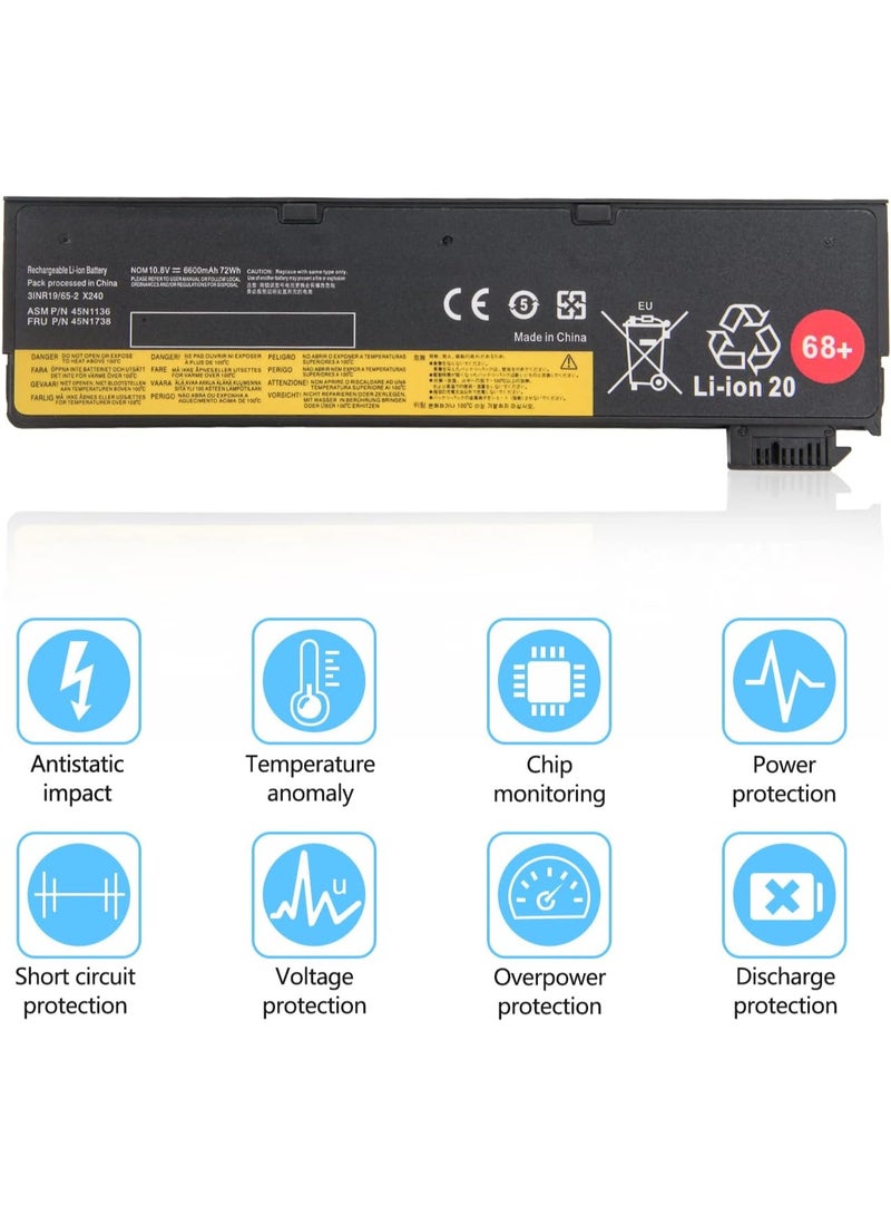 Terabyte REPLACEMENT 68+ 0C52862 Laptop Battery for Lenovo ThinkPad T440 T440S T450 T450S W530 L430 L530 W550 W550s X240 X250 X260 45N1000 45N1001 45 n1003 45N1004 45N1010 45N1013 0A3630 72Wh - Image 3
