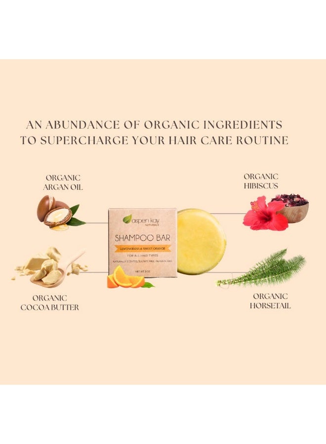 Aspen Kay Naturals Moroccan Argan Oil Shampoo Bar, Organic, Vegan, Volumizing Shampoo for Curly or Straight Hair. Citrus Scent, Paraben & Sulfate Free, Made in USA - 3 oz. - Image 2