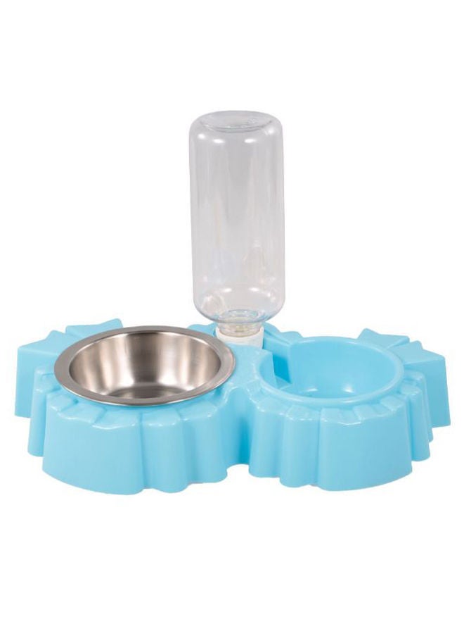 NIBEMINENT Non-Slip Pet Double Feeder Bowl Blue/Clear/Silver