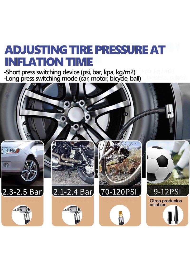 Flash Hawk Tire Inflator Portable Air Compressor, Auto Air Compressor with Tire Pressure Gauge (150psi), Portable Air Compressor DC 12V Air Pump for Cars Tires, Bicycle, Moto, Ball, SOS lighting - Image 2