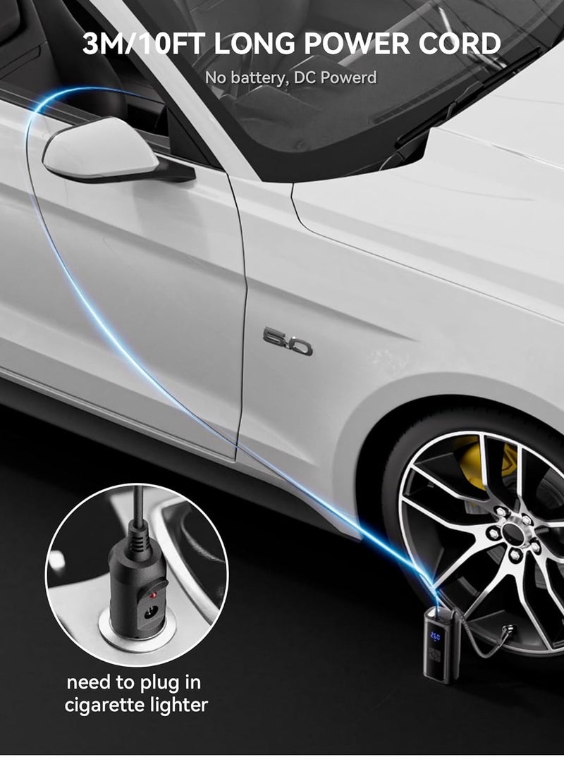 Flash Hawk Tire Inflator Portable Air Compressor, Auto Air Compressor with Tire Pressure Gauge (150psi), Portable Air Compressor DC 12V Air Pump for Cars Tires, Bicycle, Moto, Ball, SOS lighting - Image 3