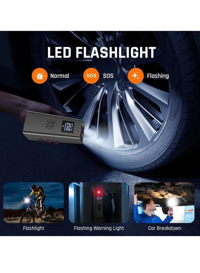 Flash Hawk Tire Inflator Portable Air Compressor, Auto Air Compressor with Tire Pressure Gauge (150psi), Portable Air Compressor DC 12V Air Pump for Cars Tires, Bicycle, Moto, Ball, SOS lighting - Image 4