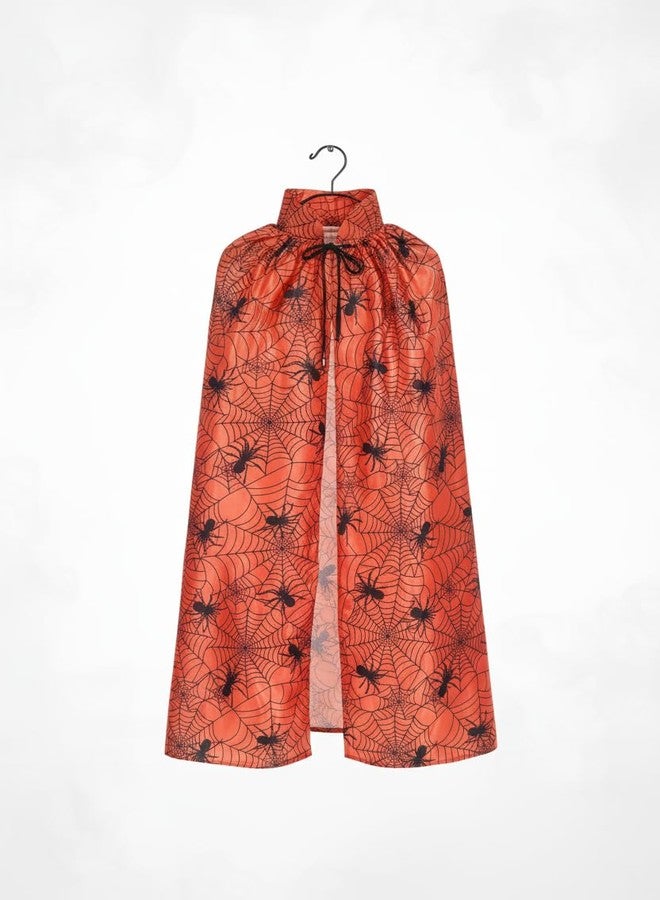 Sarvda Halloween Spider Web Cape for Kids| Orange & Black Spider Costume for Boys & Girls| Hat and Dracula Teeth| Halloween Stickers| For 2 to 8 Years Kids - Image 4