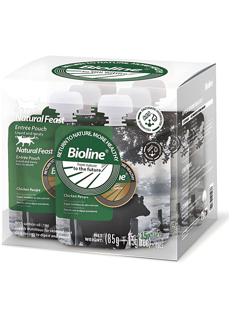 Bioline Natural Feast Entree Pouch Chicken Flavor 85g+15g ( 6 pcs ) - Image 1